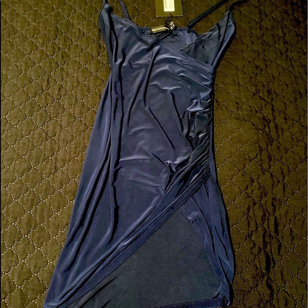 Shape Navy Ruched Side Strappy Bodycon Dress
